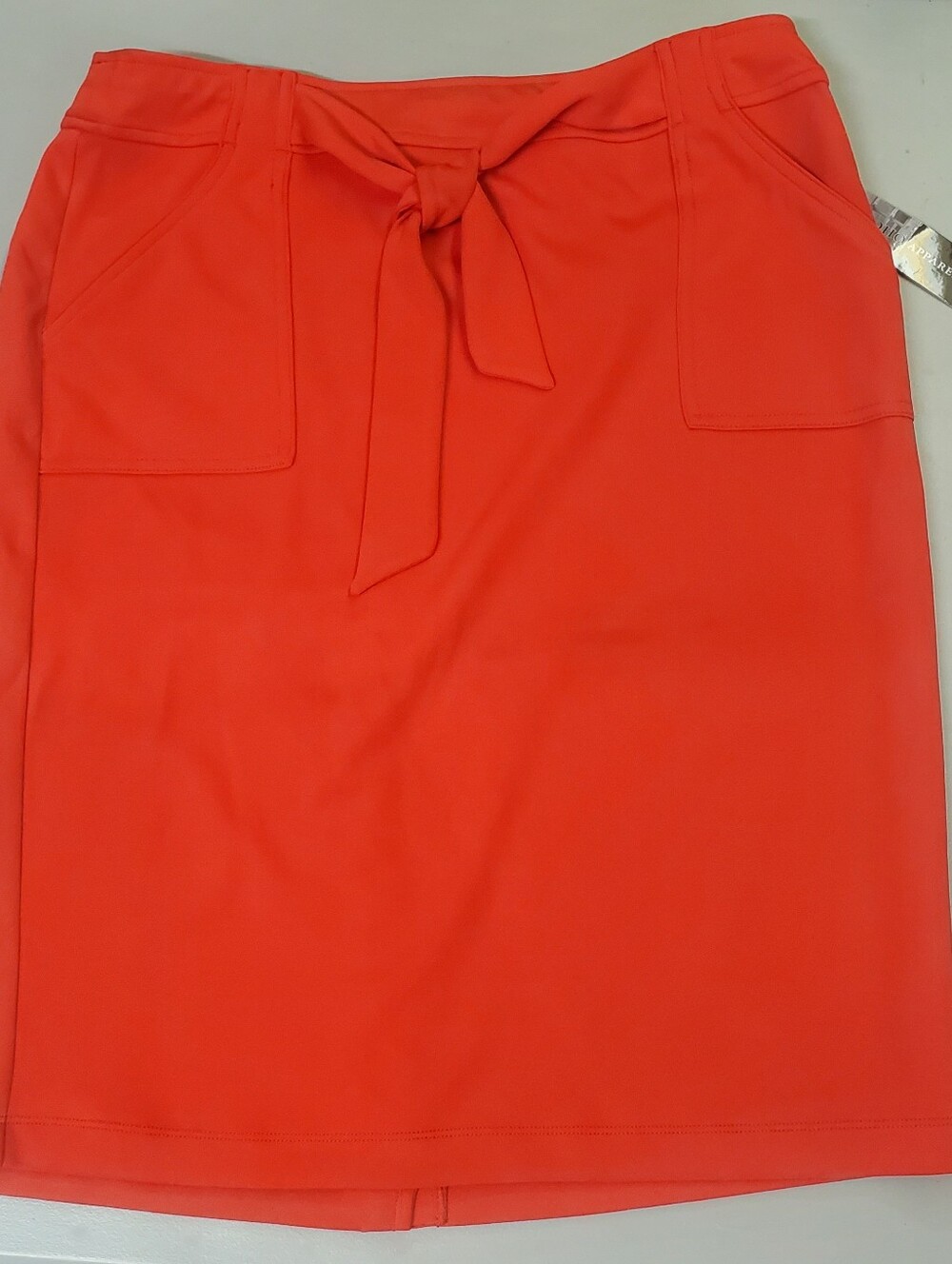 New w/ Tag - Large -SOHO Apprl Orange Tie Waist Pencil Skirt Knee Length